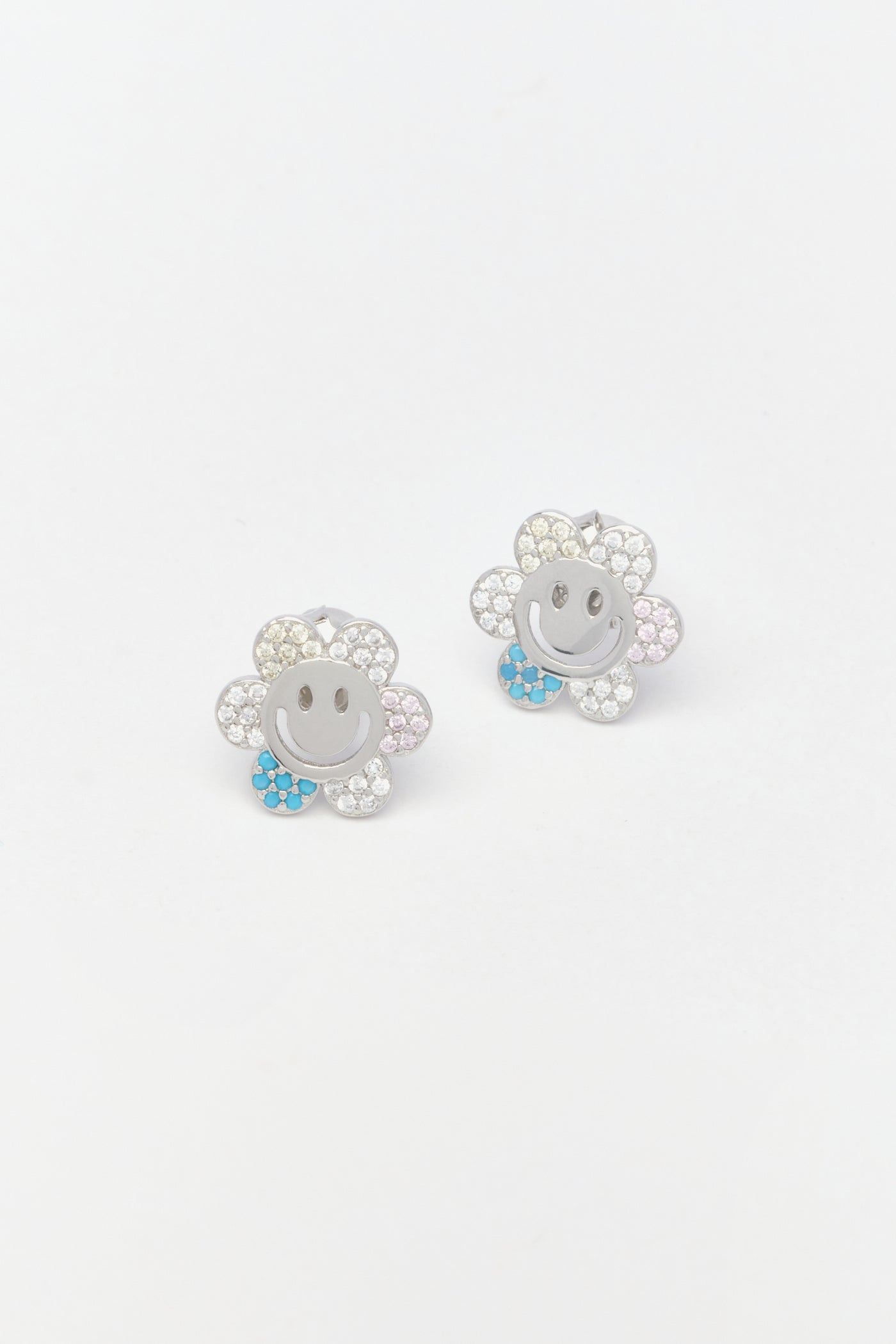 Smiley Daisy Pave Stud Earrings